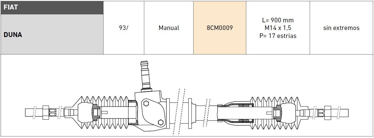 CREM FIAT DUNA / UNO / 147 / FIORINO / VIVACE    14MM S/S  92/...