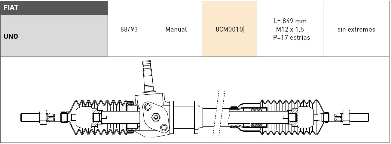 CREM FIAT 147 / 128 S.E / DUNA / UNO / FIORINO ..../93